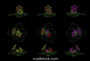Flores de colores DWG