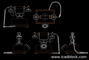 vintage old phone CAD Block model