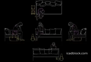 woman sitting on sofa AutoCAD