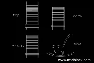 wooden rocking chair 2D model in autocad