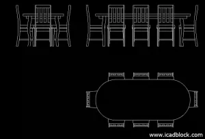 Dining Table Set DWG CAD Block download