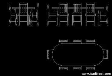 Dining Table Set dwg CAD Block