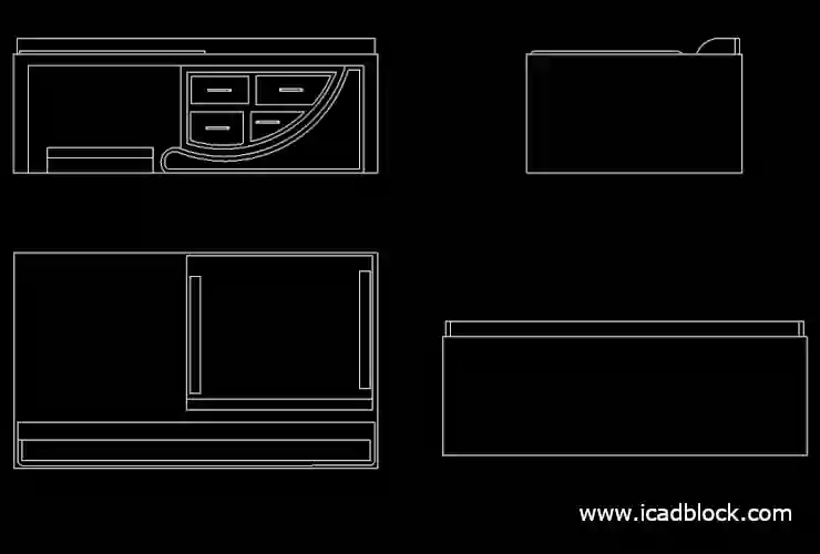 office desk 2D model in autocad