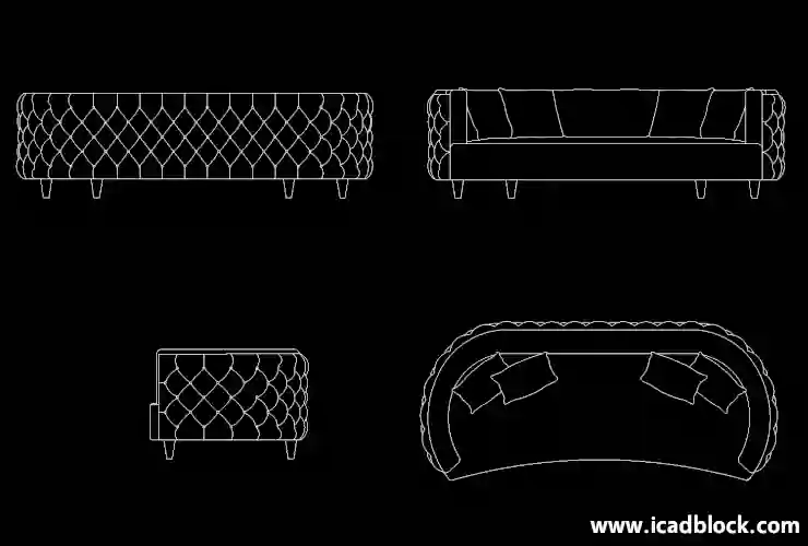 modelo 2D de sofá en autocad