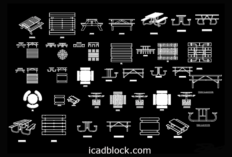 Picnic Table CAD Block