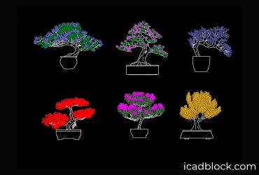 Bonsai trees in AutoCAD , Colorful trees