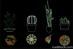 Cactus AutoCAD Blocco in pianta e prospetto