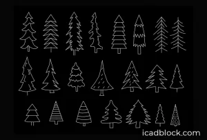 Pine trees in AutoCAD, elevation , free download