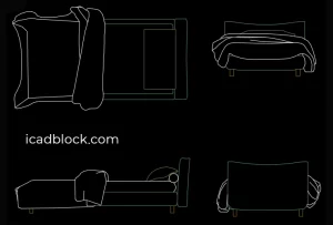 Single Bed in AutoCAD