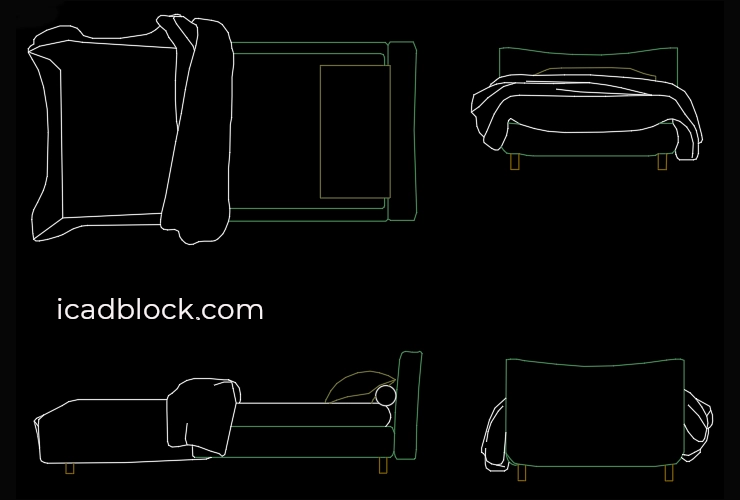 Single Bed in AutoCAD