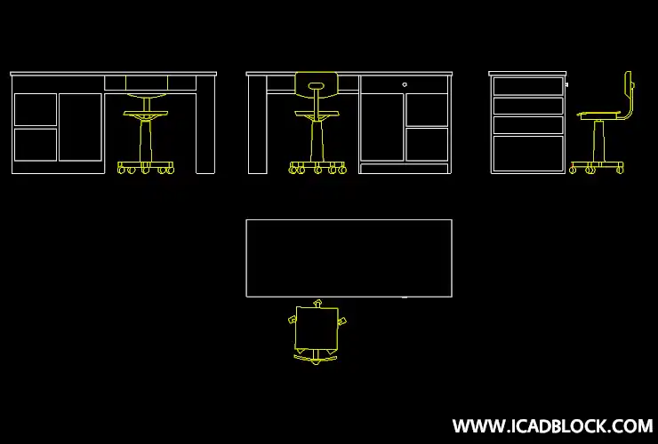 Study desk Autocad model