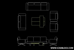 set di divani blocco CAD DWG - download gratuito
