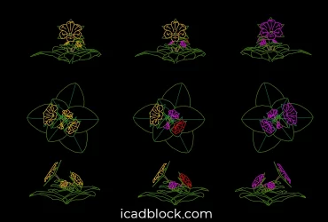 Coloured flowers DWG free