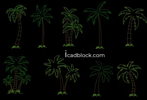 Palm Trees in AutoCAD , Elevation view