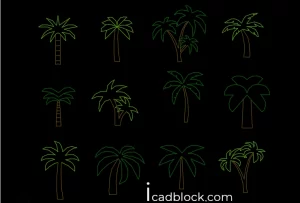 Palm Trees in Elevation free DWG models