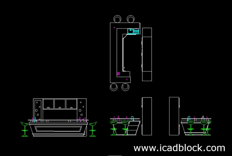 Bar Counter CAD Block in plan and elevation - iCADBLOCK