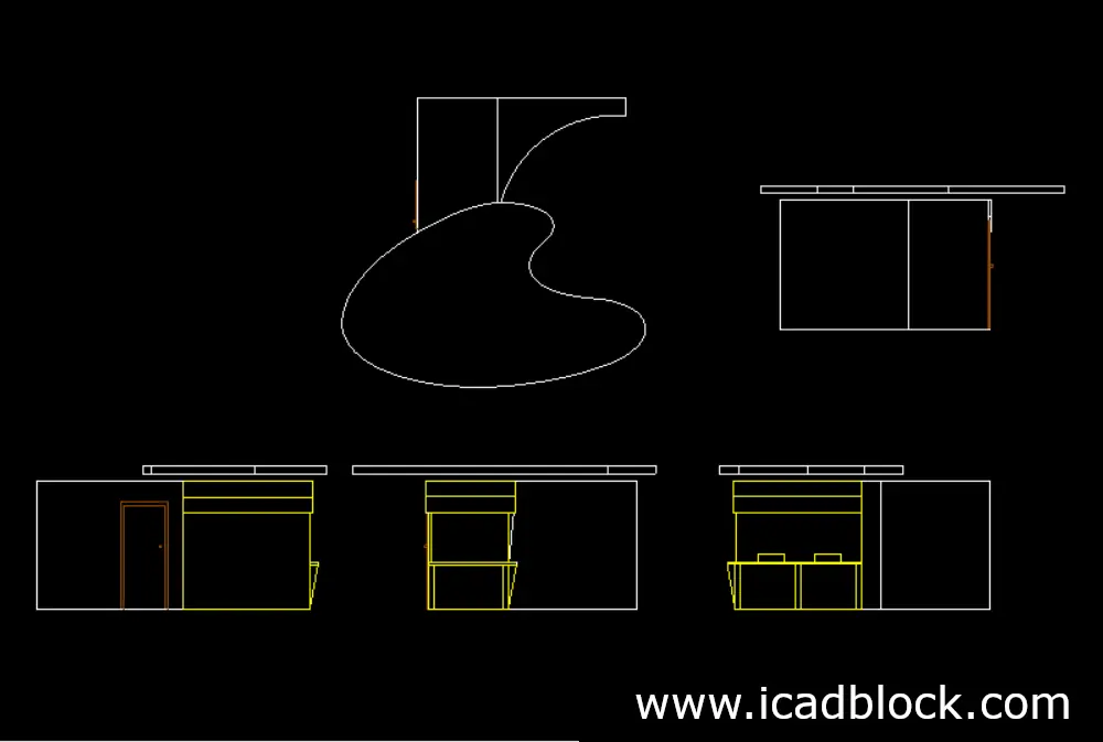 colored ticket counter dwg cad block