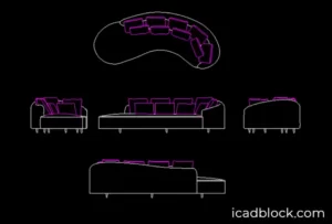 curved sofa DWG AutoCAD model download