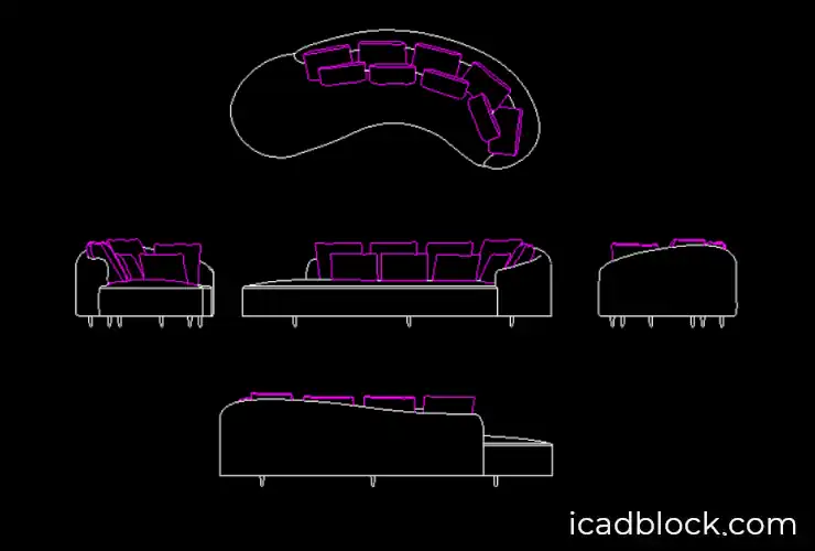 curved sofa dwg autocad