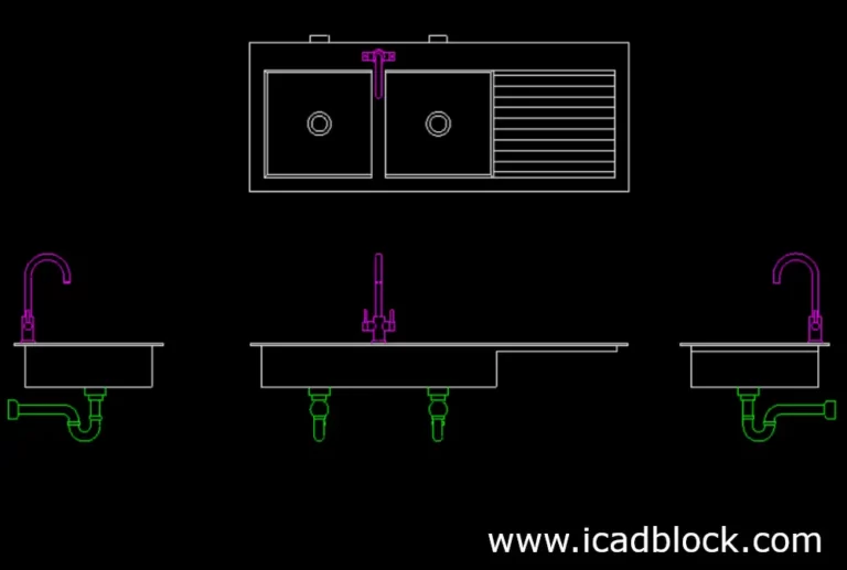 Double Bowl Sink dwg cad block model