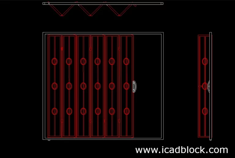 Sliding Door DWG 2d model in 3 views