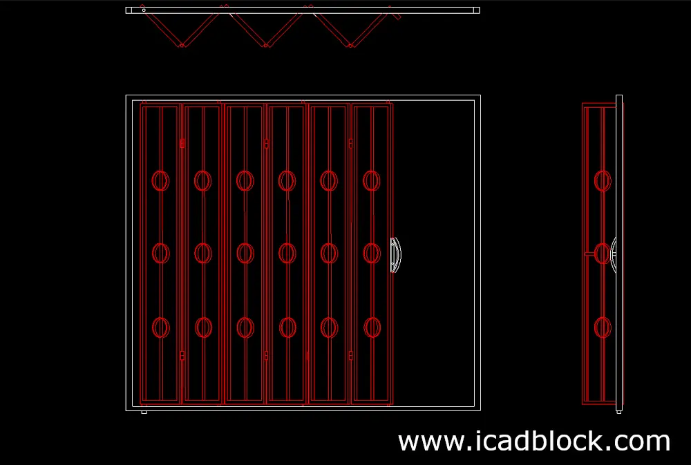 Sliding Door DWG 2d model in 3 views