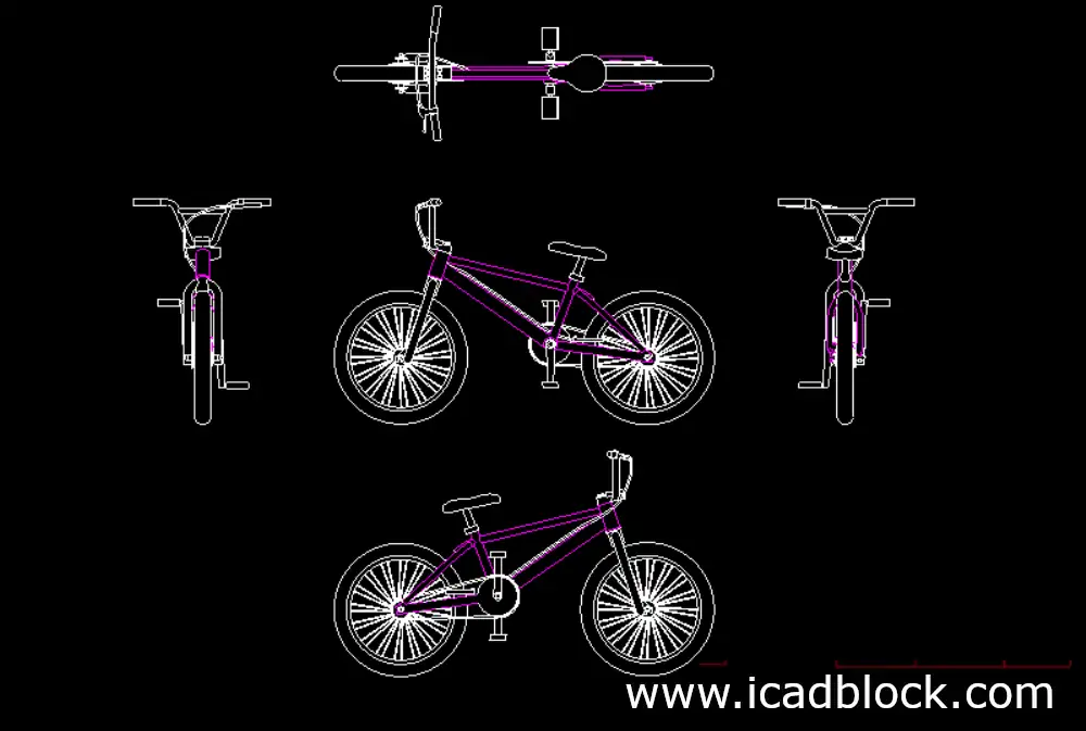 bicycle DWG 2d model for AutoCAD - iCADBLOCK