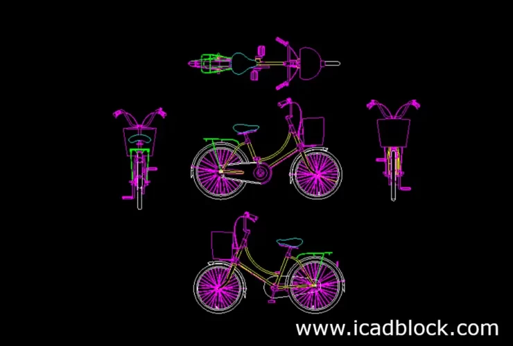 bike with cart cad block model for autocad
