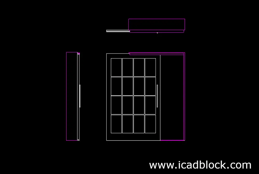 colored sliding door cad block in dwg format