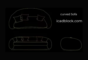 Sofa curved 2d in AutoCAD plan and elevation
