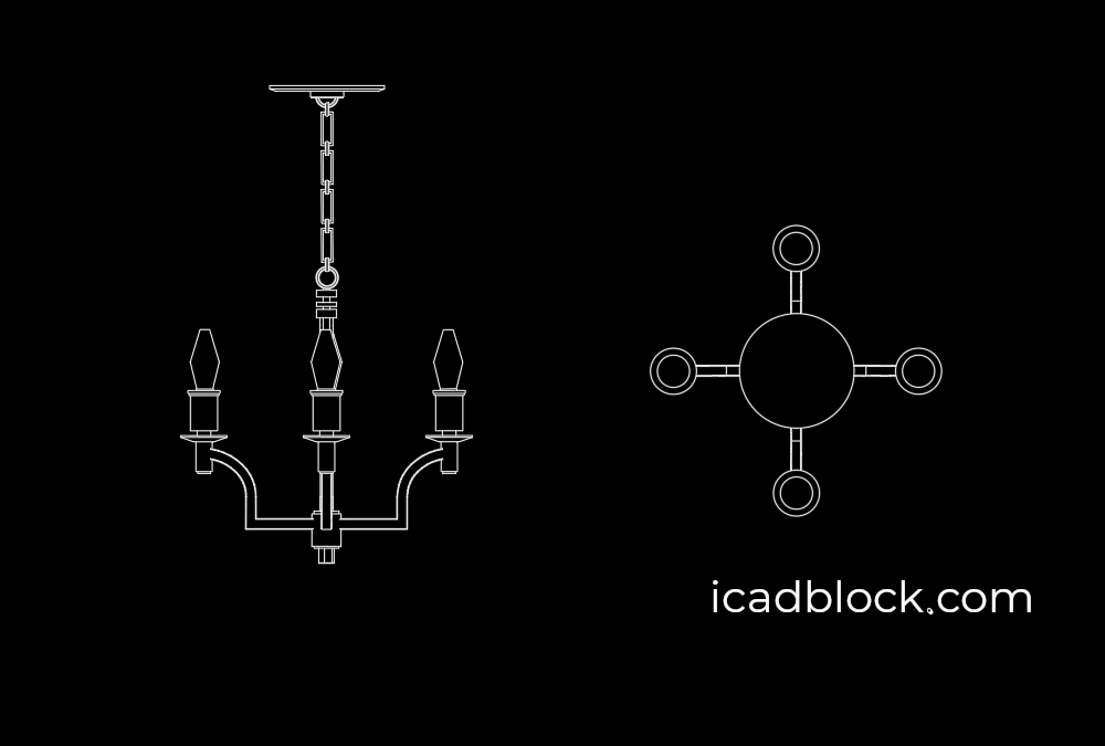 Four Light Chandelier in plan and elevation