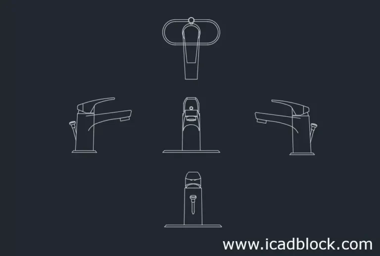 hand washing faucet dwg in 5 views