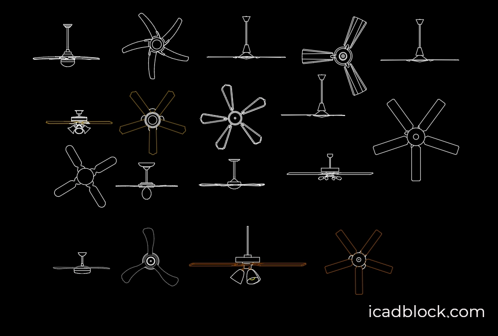Ceiling Fan CAD Block collection in DWG - iCADBLOCK