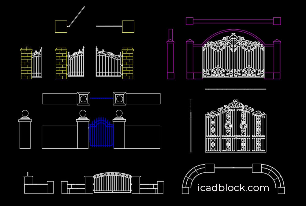 Gate CAD Block collection in DWG