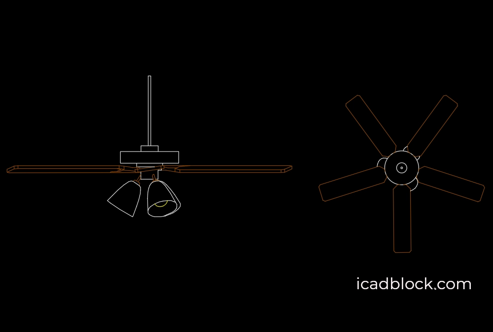 Ceiling fan with lights AutoCAD