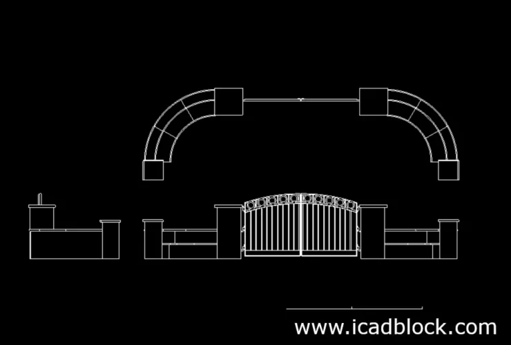 double gate dwg 2d model for autocad