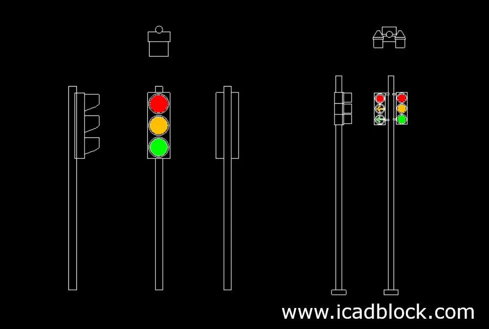 free traffic light 2d model for autocad - iCADBLOCK