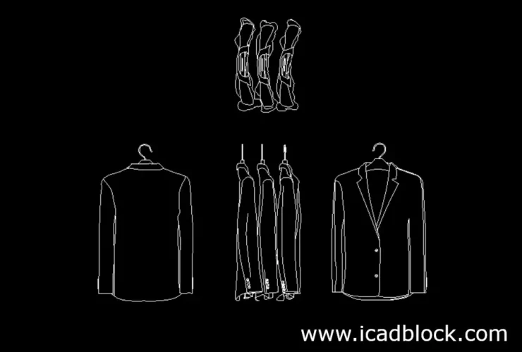 hanging jacket cad block 2d model in dwg format