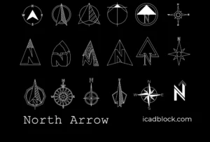 Bloque CAD con el símbolo de la flecha norte