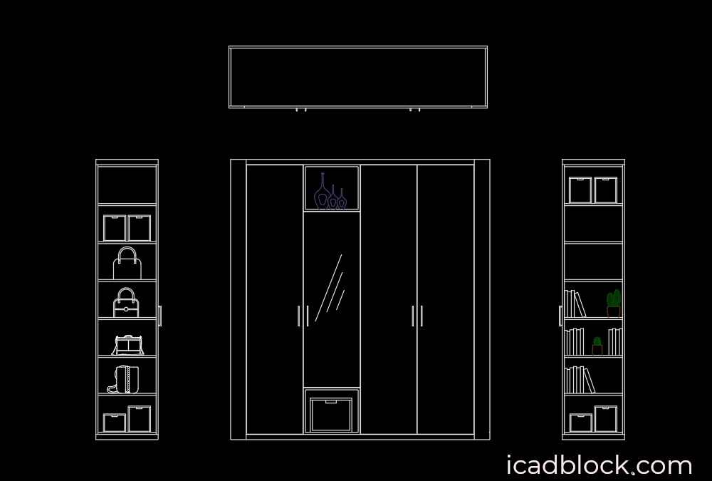 Mirrored Wardrobe DWG