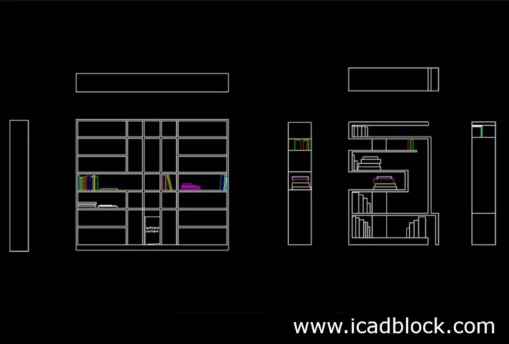 Bookshelf CAD Block collection in DWG iCADBLOCK