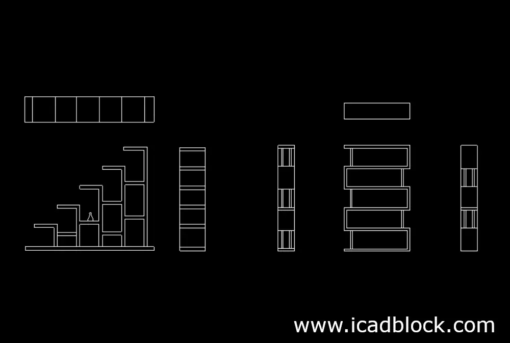 Bookshelves dwg model download free