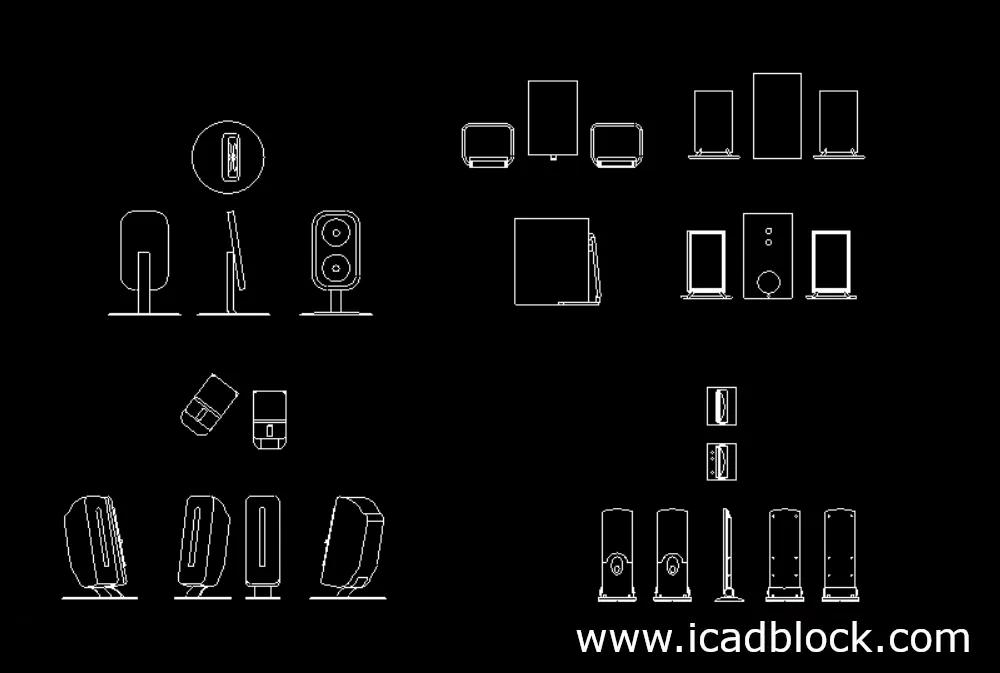 Computer Speakers DWG CAD Block download