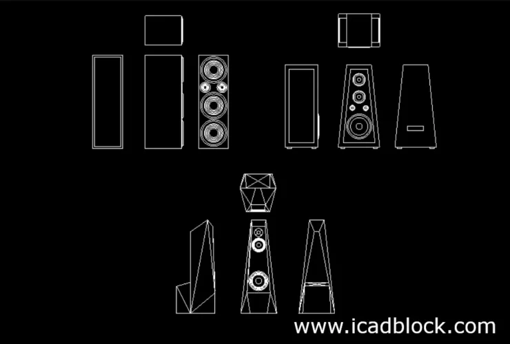 Floorstanding Speaker CAD Block In DWG format