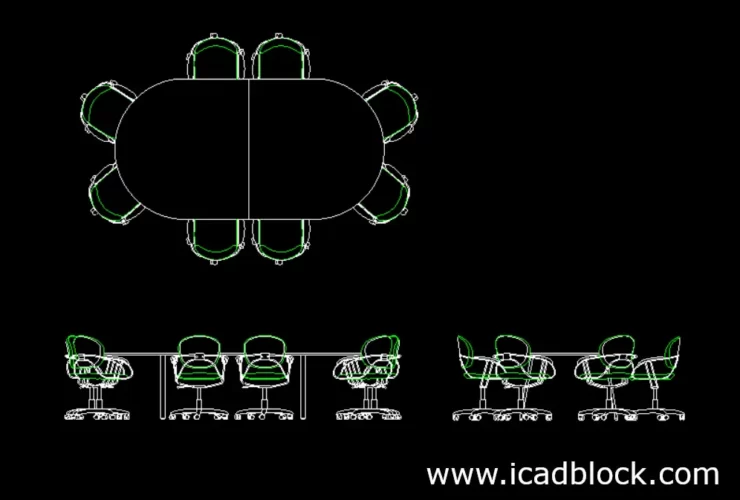 Round Conference Table DWG CAD Block
