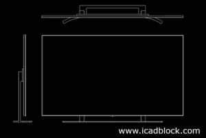 TV dwg model in elevation , section and top views