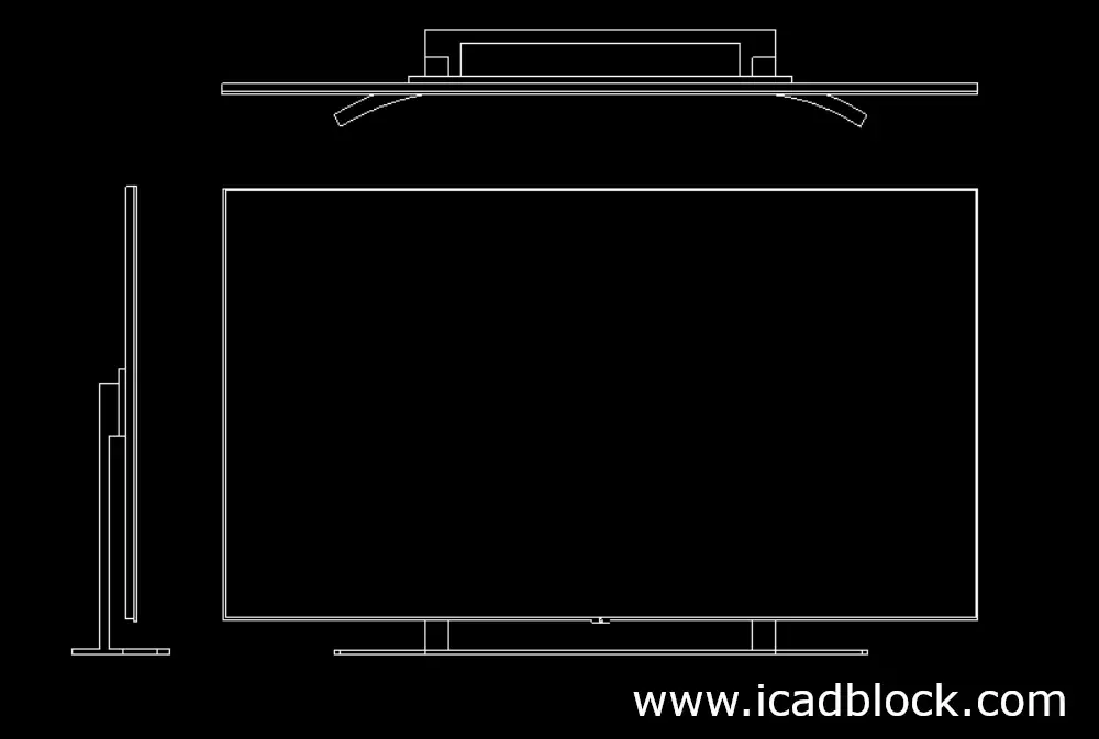 TV dwg model in elevation , section and top views