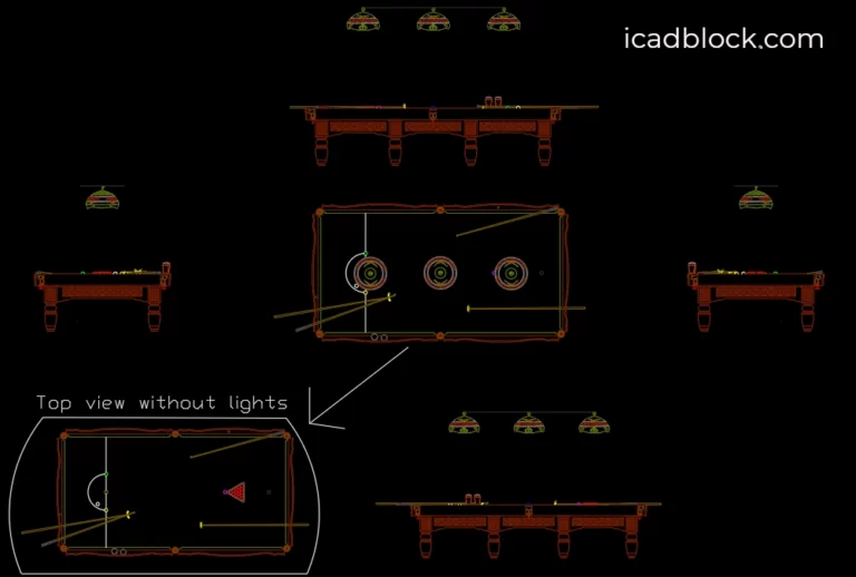 Billiard Table with lights DWG