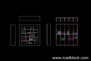 bookcase 2d model cad block in dwg format