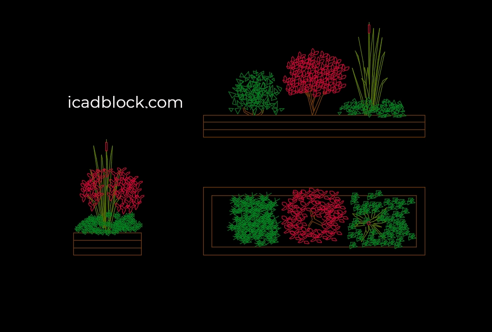 Bloque CAD de macizo de flores